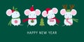 Christmas or New year tree. Cute mice. Mouse. 2020 Winter background with mouse. Rat horoscope sign. Chinese year of Rat 2020. Royalty Free Stock Photo