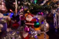 christmas and new year  christmas tree decorated with different christmas toys close-up. Royalty Free Stock Photo