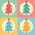 Christmas (new year) tree flat design icon set Royalty Free Stock Photo
