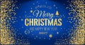 Christmas 2017 and New Year typographical on blue background with Gold glitter texture. Vector illustration for golden background Royalty Free Stock Photo