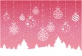 Christmas And New Year Typographical on Pink Xmas background with snowflakes, light, stars. Vector Illustration. Xmas card Royalty Free Stock Photo