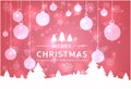 Christmas And New Year Typographical on Pink Xmas background with snowflakes, light, stars. Vector Illustration. Xmas card Royalty Free Stock Photo
