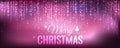 Christmas and New Year typographical on purple background with sparking, light, stars. Royalty Free Stock Photo