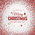 Christmas 2017 and New Year typographical on red background with gold firework. Xmas card. Royalty Free Stock Photo