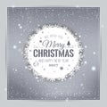 Christmas And New Year Typographical on shiny Xmas background with snowflakes, light, stars. Vector Illustration Royalty Free Stock Photo