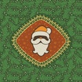 Christmas and New Year vintage ornate frame with Santa Claus head symbol Royalty Free Stock Photo