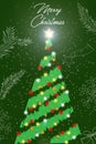 Christmas New Year vintage pine tree cartoon card Royalty Free Stock Photo