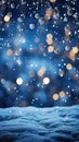 Christmas, New Year winter golden lights festive bokeh sparkling background