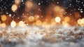 Christmas, New Year winter golden lights festive bokeh sparkling background