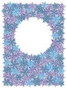 Snowflake Pattern on Lilac Background with Round Window for Text. Royalty Free Stock Photo