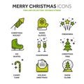 Christmas and New Year. Winter holidays. Santa. December. Thin line web icon set. Outline icons collection.