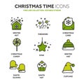 Christmas and New Year. Winter holidays. Santa. December. Thin line web icon set. Outline icons collection.