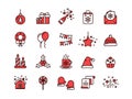 Christmas and New Year. Winter holidays. Santa. December. Thin line web icon set. Outline icons collection.