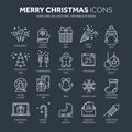 Christmas and New Year. Winter holidays. Santa. December. Thin line web icon set. Outline icons collection.