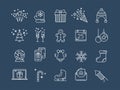 Christmas and New Year. Winter holidays. Santa. December. Thin line web icon set. Outline icons collection.