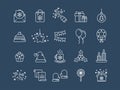 Christmas and New Year. Winter holidays. Santa. December. Thin line web icon set. Outline icons collection.