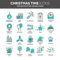 Christmas and New Year. Winter holidays. Santa. December. Thin line web icon set. Outline icons collection.