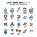 Christmas and New Year. Winter holidays. Santa. December. Thin line web icon set. Outline icons collection.Vector