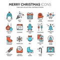 Christmas and New Year. Winter holidays. Santa. December. Thin line web icon set. Outline icons collection.Vector