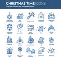 Christmas and New Year. Winter holidays. Santa. December. Thin line web icon set. Outline icons collection.Vector