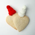 Christmas New Year winter Saint valentine Celebration Decorations Concept, homemade ginger bread heart with decorative hat Royalty Free Stock Photo