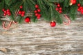 Christmas and New Year wooden background with fir tree in rustic style Royalty Free Stock Photo