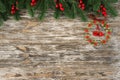 Christmas and New Year wooden background with fir tree in rustic style Royalty Free Stock Photo
