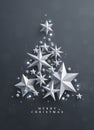 Christmas and New Years background with frame made of stars Royalty Free Stock Photo