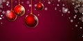 Christmas or New years background with red glass balls and snowflakes. Dark crimson Xmas bokeh backdrop. Art 3D. Happy holiday. Royalty Free Stock Photo