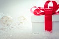 Christmas and New Years Day , red gift box white background Royalty Free Stock Photo