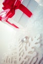 Christmas and New Years Day , red gift box white background Royalty Free Stock Photo