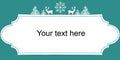 Christmas New Years Web Banner Poster. White Silhouettes Deers Fir Trees Snow Flake. Vintage Frame. Copy Space for Text.