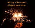 Christmas and newyear party sparkler on black Royalty Free Stock Photo