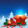 Christmas night background with gift box