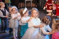 Christmas night. children at a children's party costume, new year's carnival. Royalty Free Stock Photo
