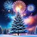 christmas night fireworks ai render year new holiday