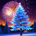 christmas night fireworks ai render year new holiday