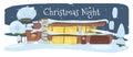 Christmas Night Greeting Card. Suburban Cozy House Royalty Free Stock Photo