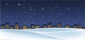 Christmas night landscape with houses Royalty Free Stock Photo