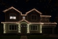 Christmas night lights decorating house Royalty Free Stock Photo