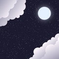 Christmas night sky with snowfall, moonlight and clouds background. Royalty Free Stock Photo