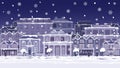 Christmas Night Snow Houses and Shops Street Scene