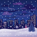Christmas night town Royalty Free Stock Photo