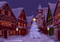 Christmas night at town Royalty Free Stock Photo
