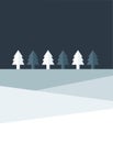 Christmas night tree land. Simply flat design.