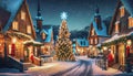 christmas night village Royalty Free Stock Photo