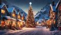 christmas night village Royalty Free Stock Photo