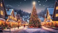 christmas night village Royalty Free Stock Photo