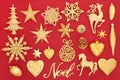 Christmas Noel Sign and Gold Decorations Royalty Free Stock Photo