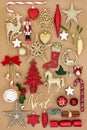 Christmas Noel Sign and Decorations Royalty Free Stock Photo